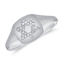 Load image into Gallery viewer, 14K Yellow Gold Diamond Star of David Signet Pinky Ring

