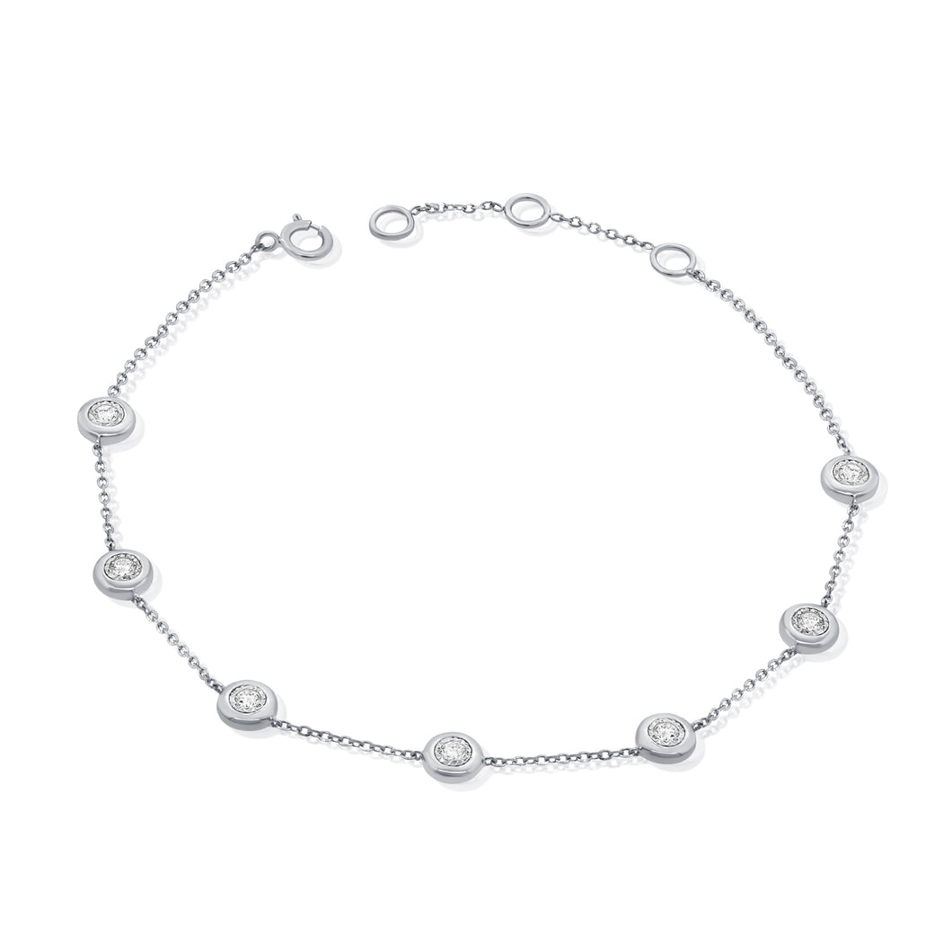 14K White Gold Diamond by the Yard Bracelet