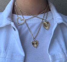 Load image into Gallery viewer, 14K Gold Diamond Spike Heart Paperclip Chain Necklace

