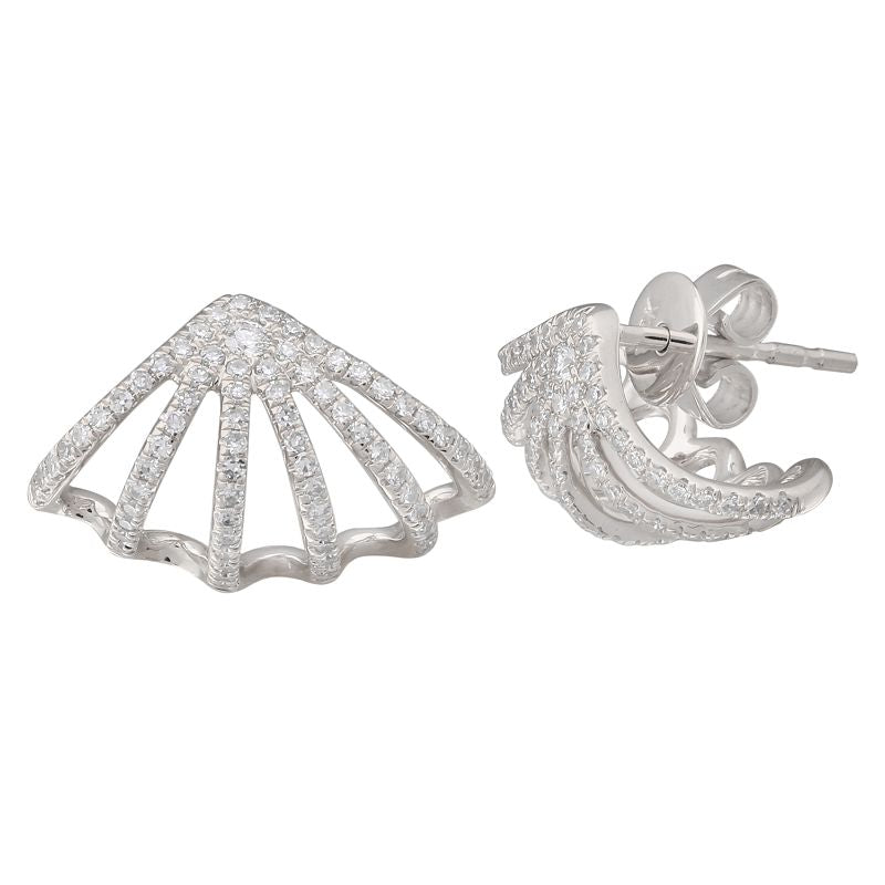 14K White Gold Diamond Caged Stud Earrings