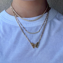 Load image into Gallery viewer, 14K Gold Diamond Curve and Paperclip Chain Necklace
