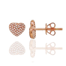 Load image into Gallery viewer, 14K Gold Diamond Bubble Heart Studs
