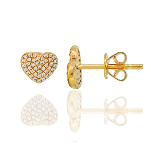 14K Gold Diamond Bubble Heart Studs