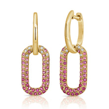 Load image into Gallery viewer, 14K Yellow Gold Diamond Pink Sapphire Charm Earrings
