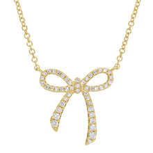 Load image into Gallery viewer, 14K Gold Diamond Medium Bow Necklace
