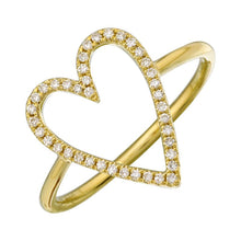 Load image into Gallery viewer, 14K Yellow Gold Elongated Open Diamond Heart Ring

