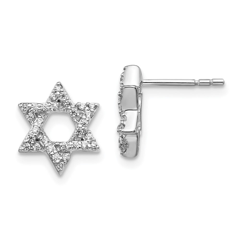 14K White Gold Star of David Studs