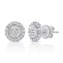 Load image into Gallery viewer, 14K White Gold Round Diamond Studs with Halo
