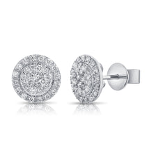 Load image into Gallery viewer, 14K White Gold Diamond Round Studs with Halo
