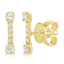 Load image into Gallery viewer, 14K Gold Diamond Bar Studs
