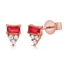 Load image into Gallery viewer, 14K Gold Ruby and Diamond Studs
