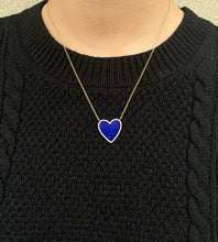 Load image into Gallery viewer, 14K Gold Extra Large Lapis Heart Necklace
