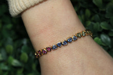 Load image into Gallery viewer, 14K Yellow Gold Rainbow Heart Bracelet
