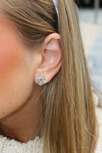 Load image into Gallery viewer, 14K Yellow Gold Diamond Baguettes with Pink Sapphire Center Studs
