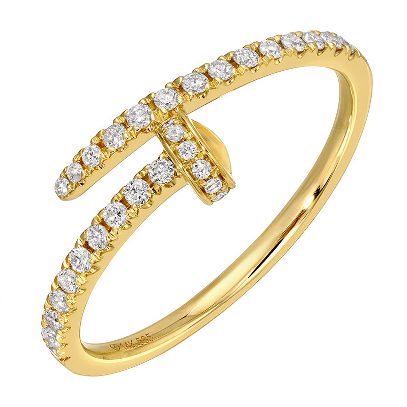 14K Yellow Gold Diamond Nail Wrap Ring