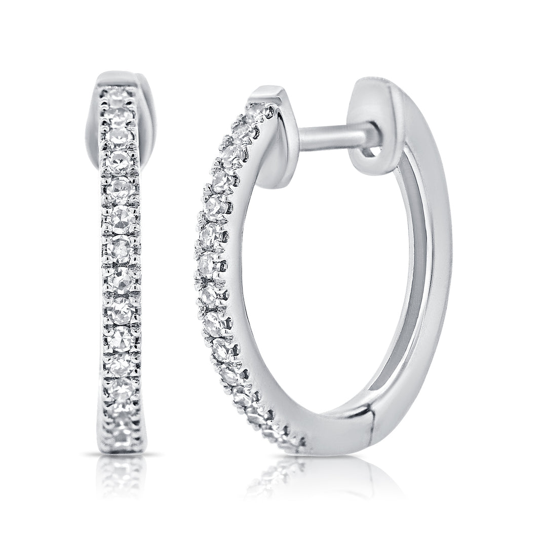 14K Gold Diamond Large Huggie Earrings