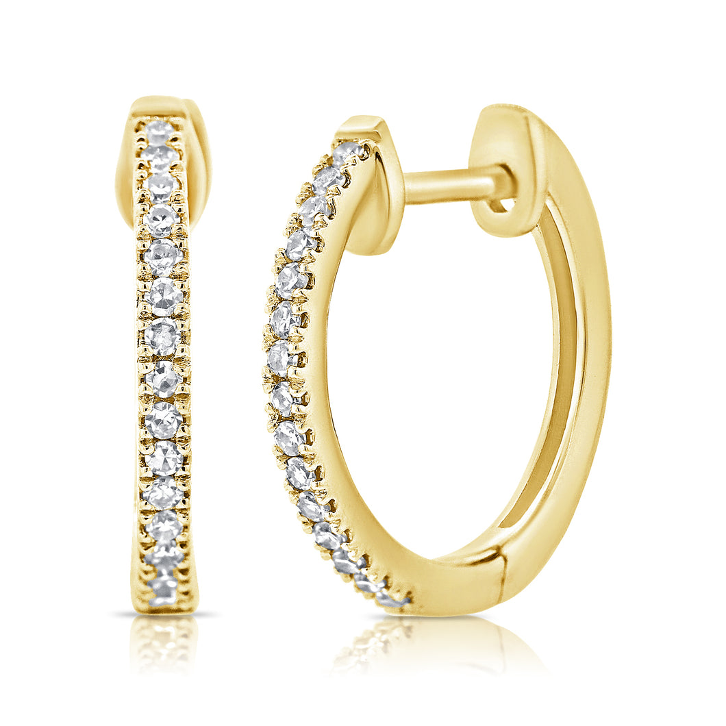 14K Gold Diamond Large Huggie Earrings