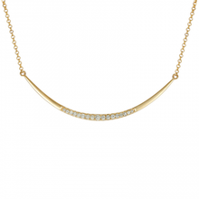 Load image into Gallery viewer, 14k Gold Diamond Curved Bar Necklace
