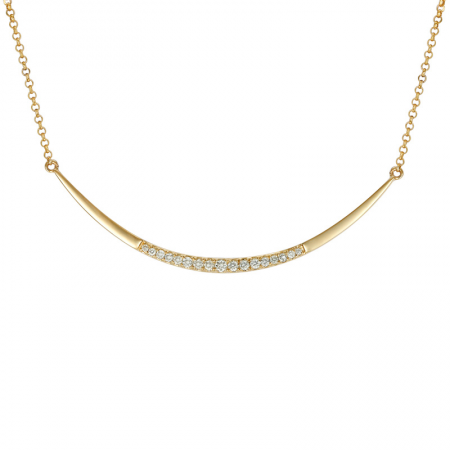 14k Gold Diamond Curved Bar Necklace