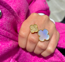 Load image into Gallery viewer, 14K Yellow Gold Diamond Double Clover Ring
