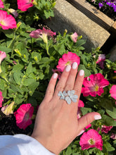 Load image into Gallery viewer, 14K White Gold Diamond Double Flower Ring
