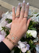 Load image into Gallery viewer, 14k Yellow Gold Diamond &amp; Baguette X Ring
