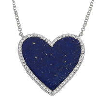 Load image into Gallery viewer, 14K Gold Extra Large Lapis Heart Necklace
