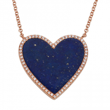 Load image into Gallery viewer, 14K Gold Extra Large Lapis Heart Necklace
