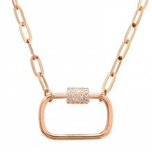 Load image into Gallery viewer, 14K Gold Diamond Carabiner Link Chain Necklace
