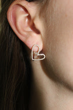 Load image into Gallery viewer, 14K Yellow Gold Diamond Large Open Heart Hoops

