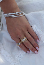 Load image into Gallery viewer, 14K Yellow Gold Diamond Bar Fluted Cigar Ring
