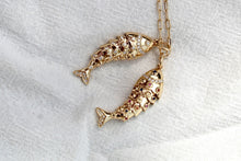 Load image into Gallery viewer, 14K Yellow Gold Multicolor Studded Fish Charm
