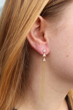 Load image into Gallery viewer, 14K Yellow Gold Diamond Triangle Tassel Earrings
