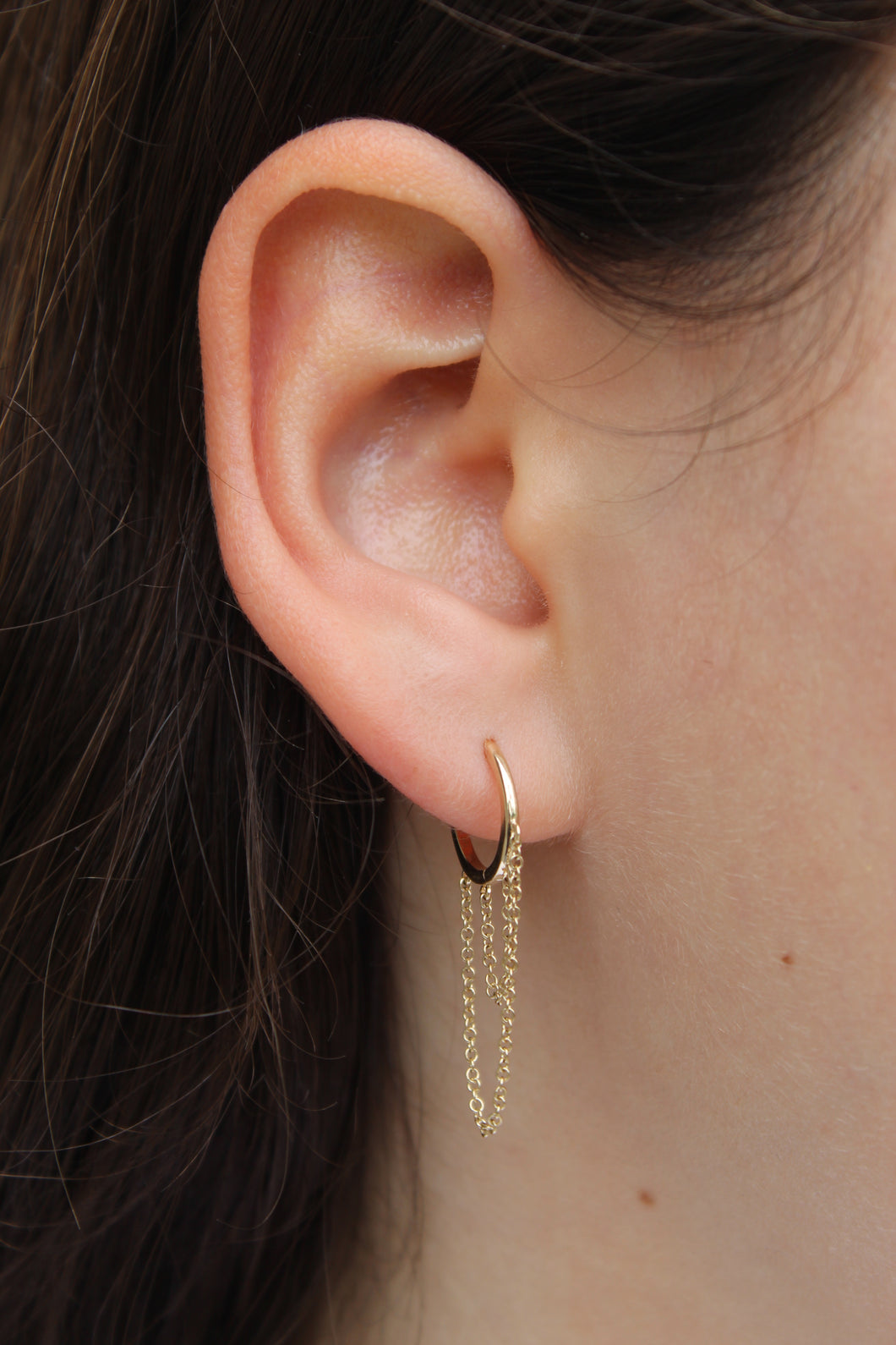 14K Yellow Gold Double Chain Huggies