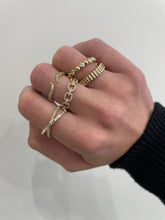 Load image into Gallery viewer, 14k Yellow Gold Diamond Baguette Crossover Ring
