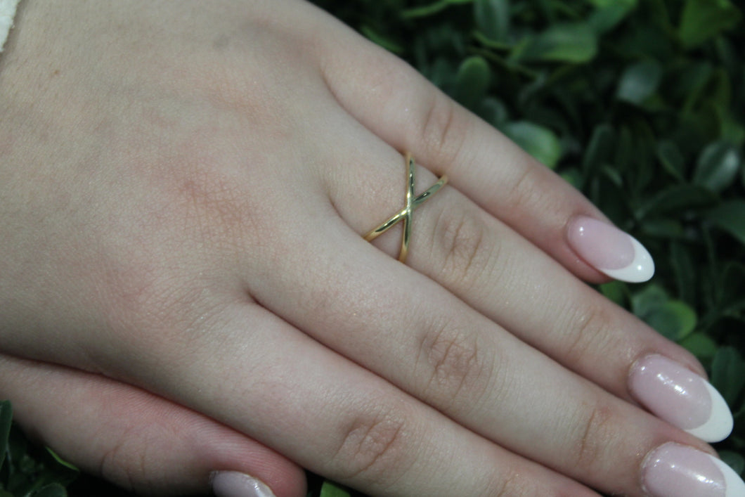 14K Yellow Gold X Ring
