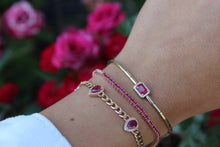 Load image into Gallery viewer, 14K Rose Gold Half Diamond Half Ruby Tennis Bracelet
