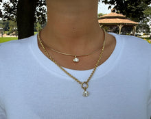 Load image into Gallery viewer, 14K Yellow Gold Rolo Chain Lab Grown 2ct Oval Diamond Necklace
