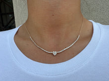 Load image into Gallery viewer, 14K Gold Diamond Heart Tennis Necklace
