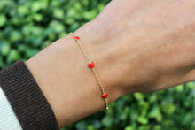 Load image into Gallery viewer, 14K Gold Red Hearts Baby Bracelet
