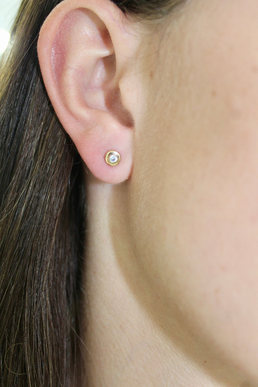 14K Yellow Gold Circle Flatback Studs