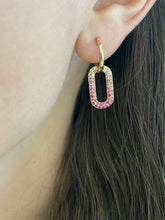 Load image into Gallery viewer, 14K Yellow Gold Diamond Pink Sapphire Charm Earrings
