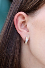 Load image into Gallery viewer, 14k Yellow Gold Small Fluted Diamond Huggies
