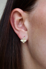 Load image into Gallery viewer, 14K Yellow Gold Diamond Fluted Butterfly Huggie
