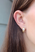 Load image into Gallery viewer, 14K Yellow Gold and Diamond Fluted Huggies

