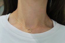 Load image into Gallery viewer, 14K Gold Diamond Open Circle Necklace
