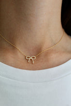 Load image into Gallery viewer, 14K Gold Diamond Bow Necklace
