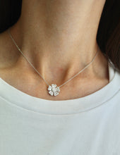 Load image into Gallery viewer, 14K White Gold Baguette Flower Necklace

