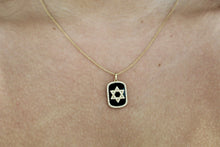 Load image into Gallery viewer, 14K Yellow Gold Diamond Black Star of David Necklace
