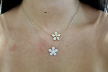Load image into Gallery viewer, 14K Gold Diamond Medium Baguette Flower Necklace
